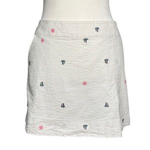 Lilly Pulitzer White Sailboat Embroidered Mini Nautical Skirt Skort Size 10